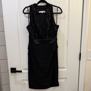 Evan Picone Black Lace Midi Dress